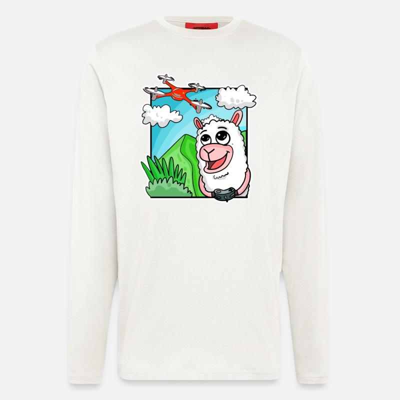 Drohne Quadcopter Drohnenpilot Drone Alpaka - Langarmshirt - made by SPREAD  - OFF WHITE