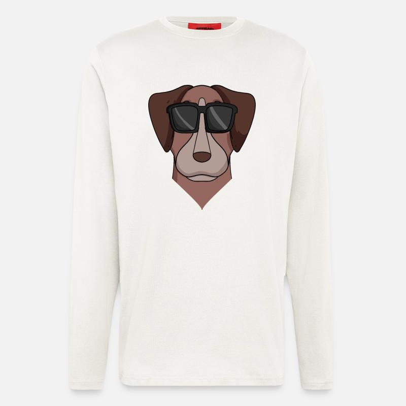 Pointer Chien Race de Chien - Manches longues bio décontracté fabriqué en UE - OFF WHITE