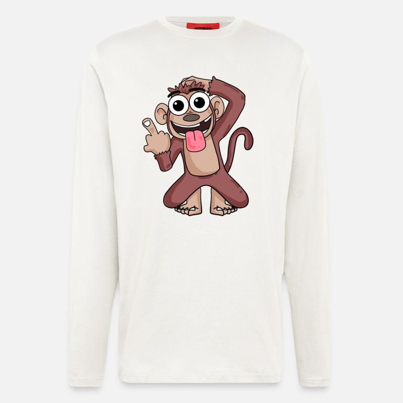 Monkey pointing the middle finger - Longsleeve - made by SPREAD  - OFF WHITE