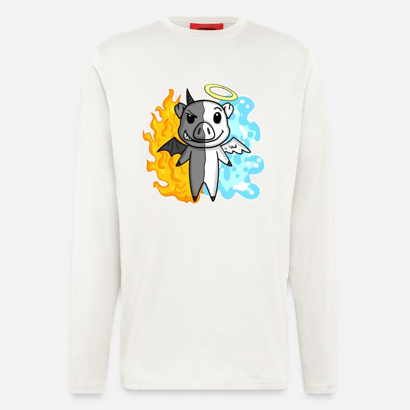 Cochon - Ange et Diable - Manches longues bio décontracté fabriqué en UE - OFF WHITE