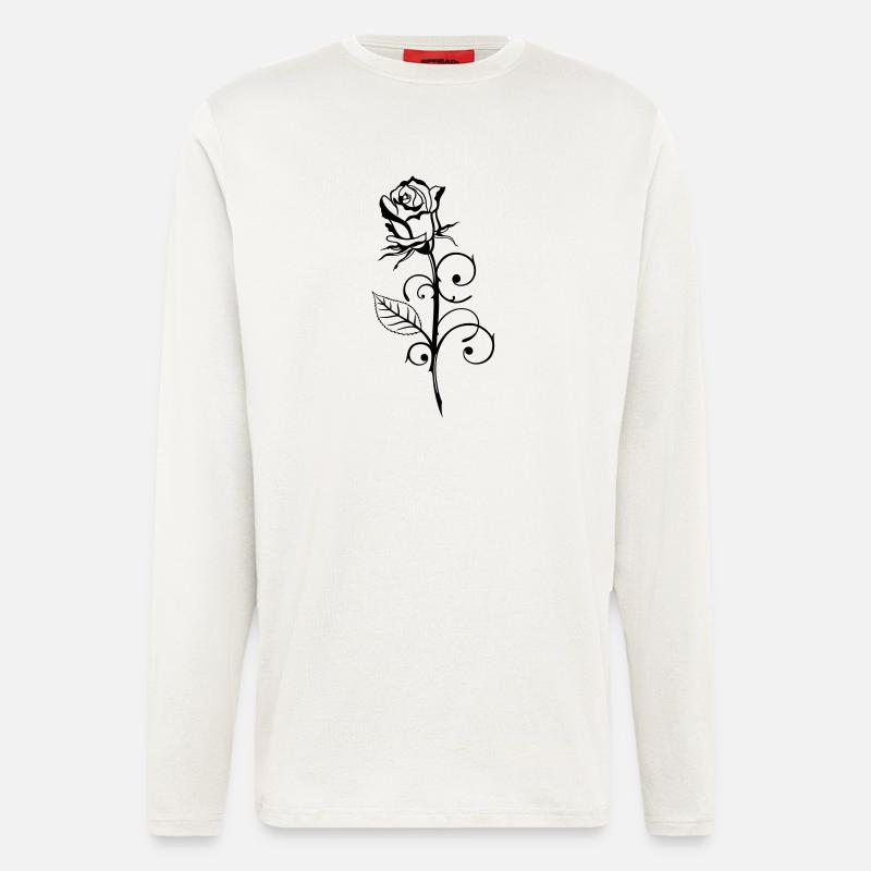 Beautiful rose with leaf - Longsleeve - made by SPREAD  - OFF WHITE