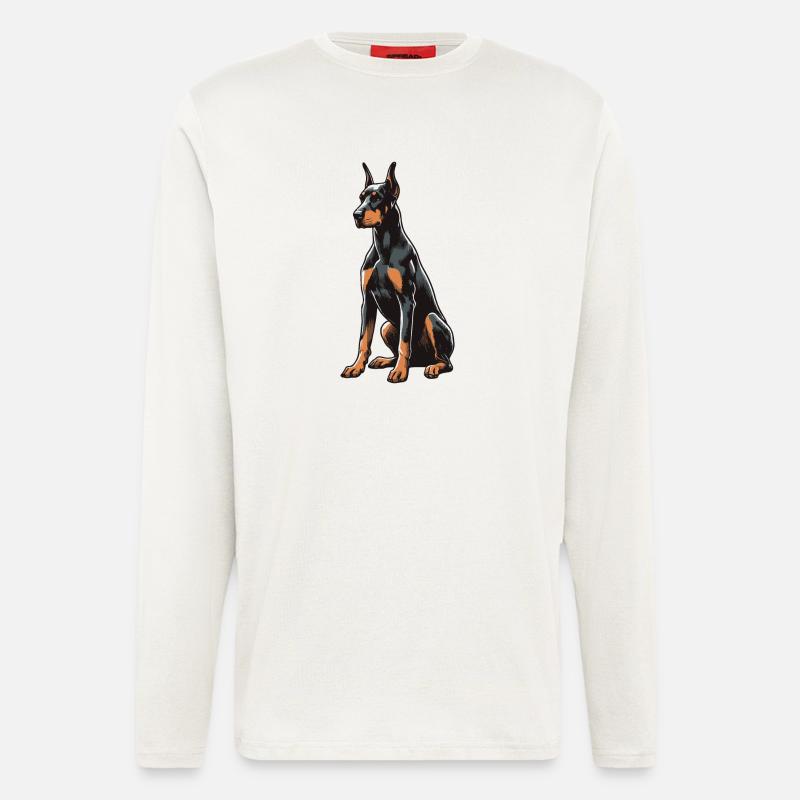 Doberman - Manches longues bio décontracté fabriqué en UE - OFF WHITE