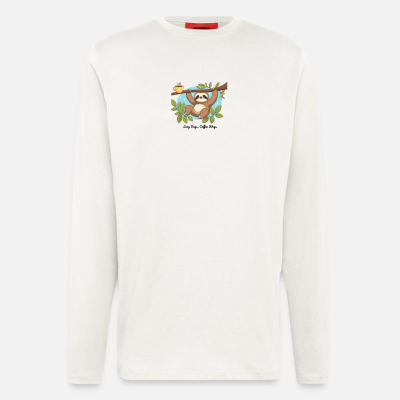 Lazy Days, Coffee Ways – Sloth - Longsleeve - made by SPREAD  - OFF WHITE