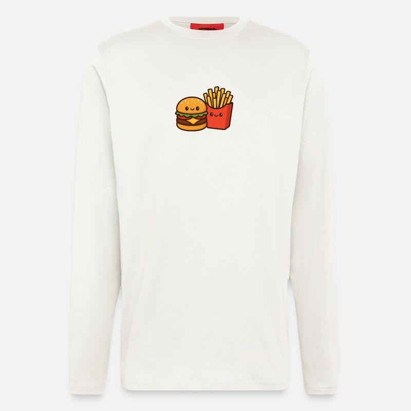 Kawaii Burger & Pommes Duo - Langarmshirt - made by SPREAD  - OFF WHITE