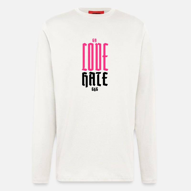 Gothique Néon CODE Vertical - Manches longues bio décontracté fabriqué en UE - OFF WHITE