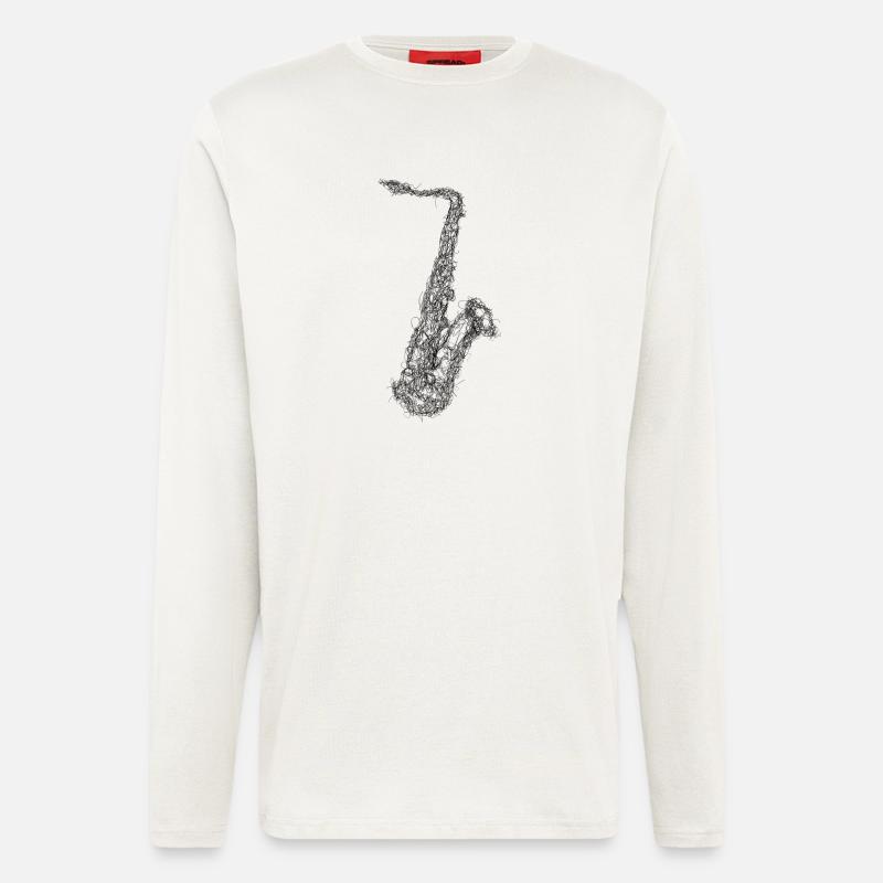 Saxophon Scribble - Langarmshirt - made by SPREAD  - OFF WHITE