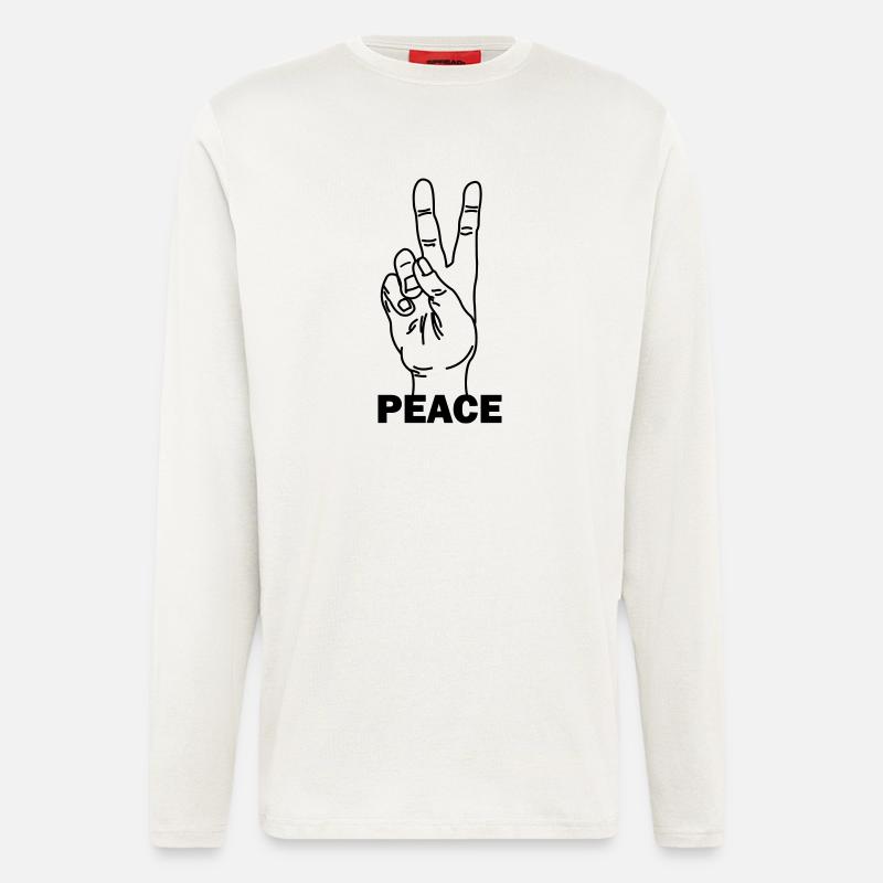 Hand gesture peace with peace text - Longsleeve - made by SPREAD  - OFF WHITE