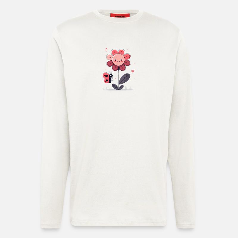 Blume mit Schmetterling - Langarmshirt - made by SPREAD  - OFF WHITE