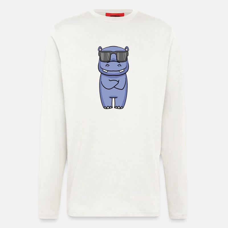 cool hippo with sunglasses - Longsleeve - made by SPREAD  - OFF WHITE