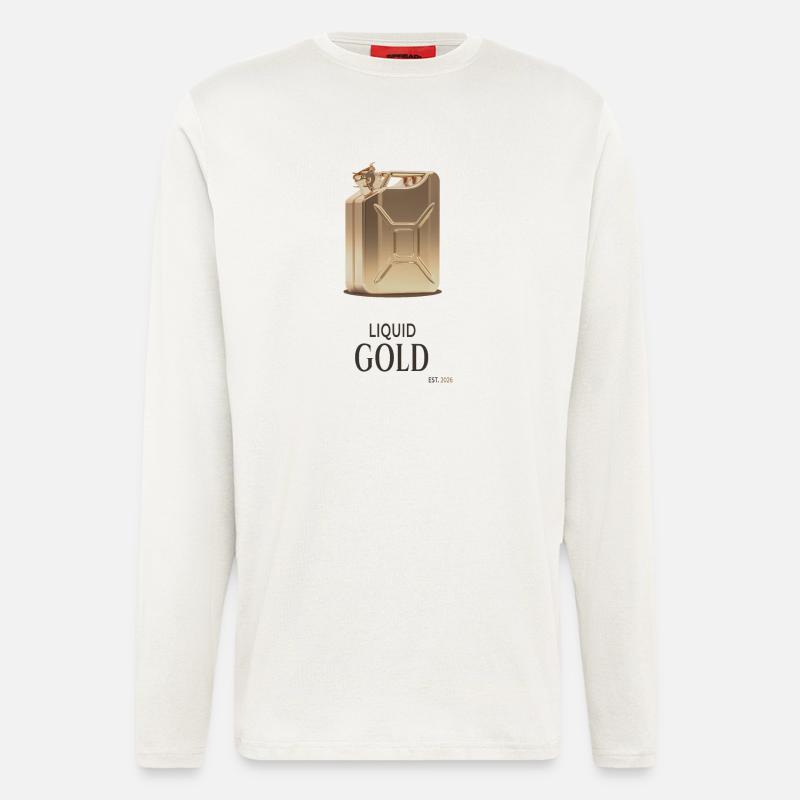 Liquid Gold Spritpreis Humor Design - Langarmshirt - made by SPREAD  - OFF WHITE