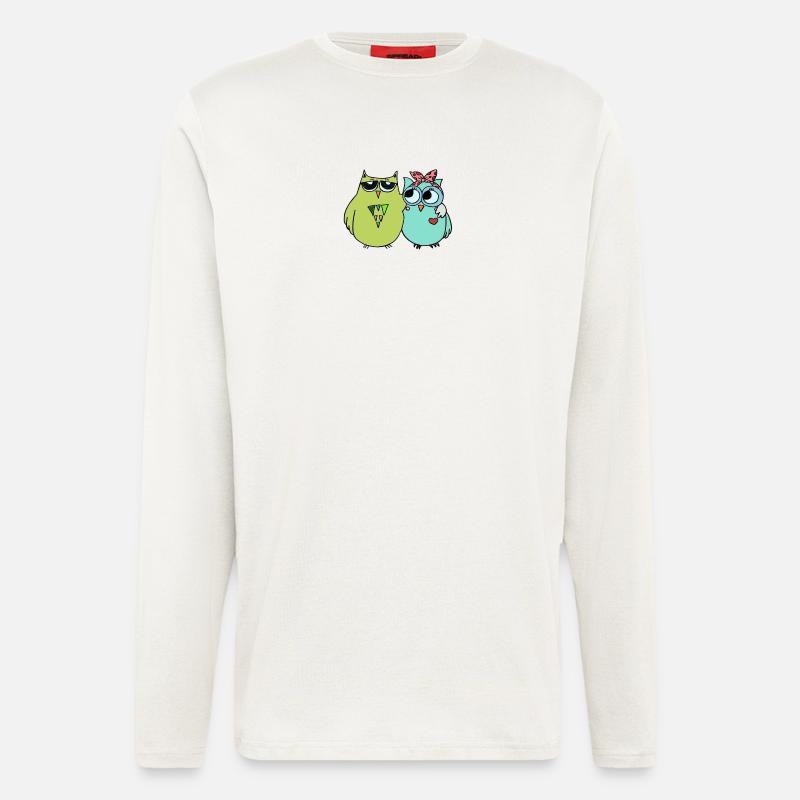 Bunte Eulenfreundschaft - Langarmshirt - made by SPREAD  - OFF WHITE