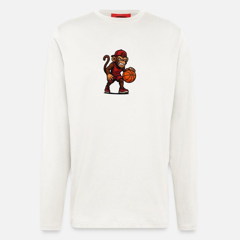 affe comic basketball - Langarmshirt - made by SPREAD  - OFF WHITE