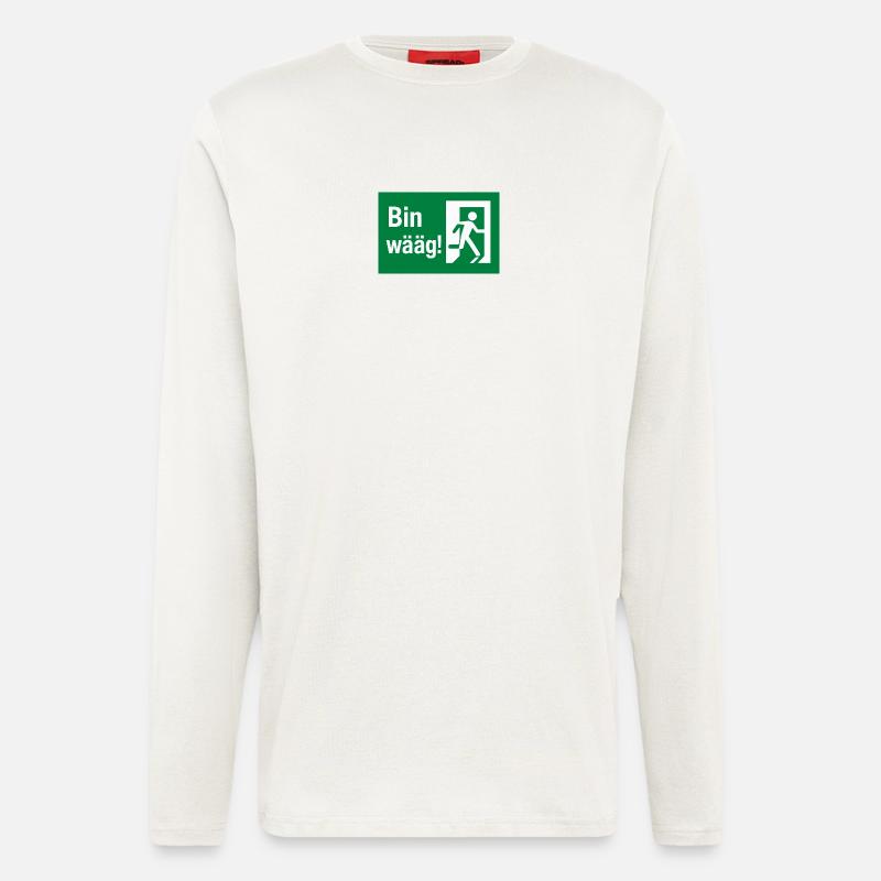Bin wääg Exit Humour - Manches longues bio décontracté fabriqué en UE - OFF WHITE