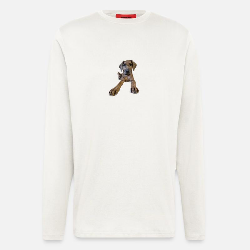 Hundewelpe mit neugierigem Blick - Langarmshirt - made by SPREAD  - OFF WHITE
