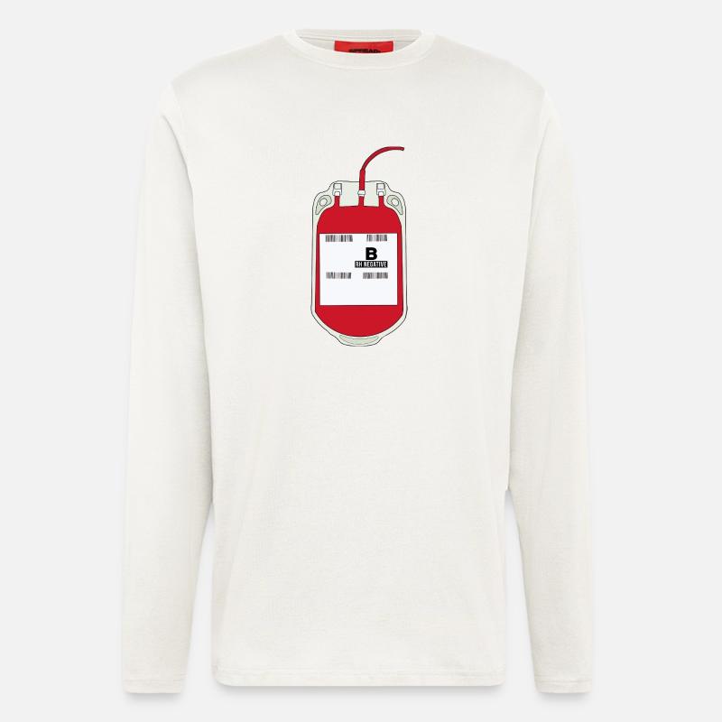 Poche de sang B négative - Manches longues bio décontracté fabriqué en UE - OFF WHITE