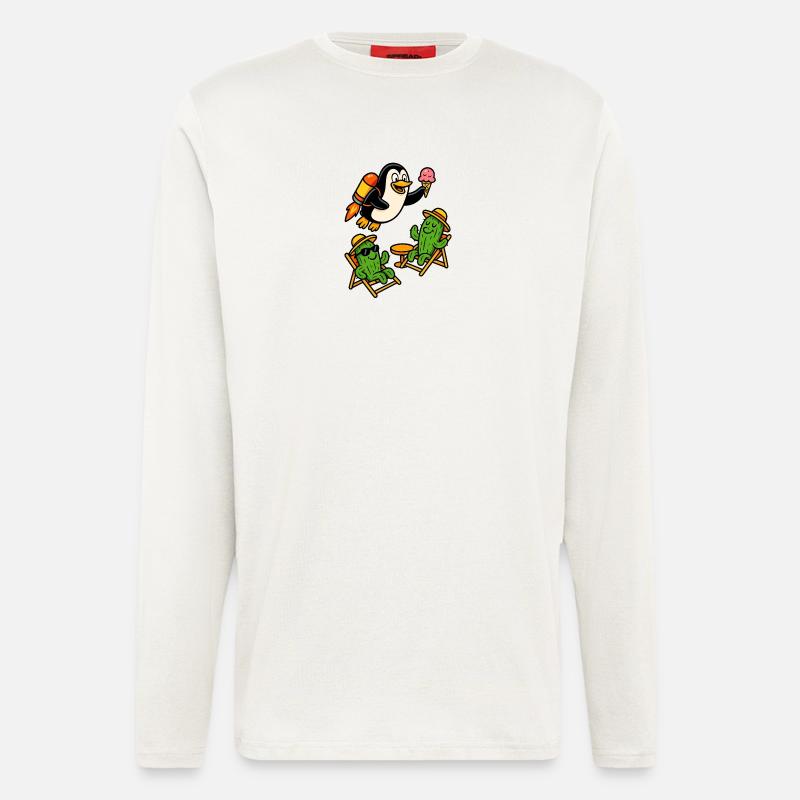 Jetpack Pinguin - Langarmshirt - made by SPREAD  - OFF WHITE