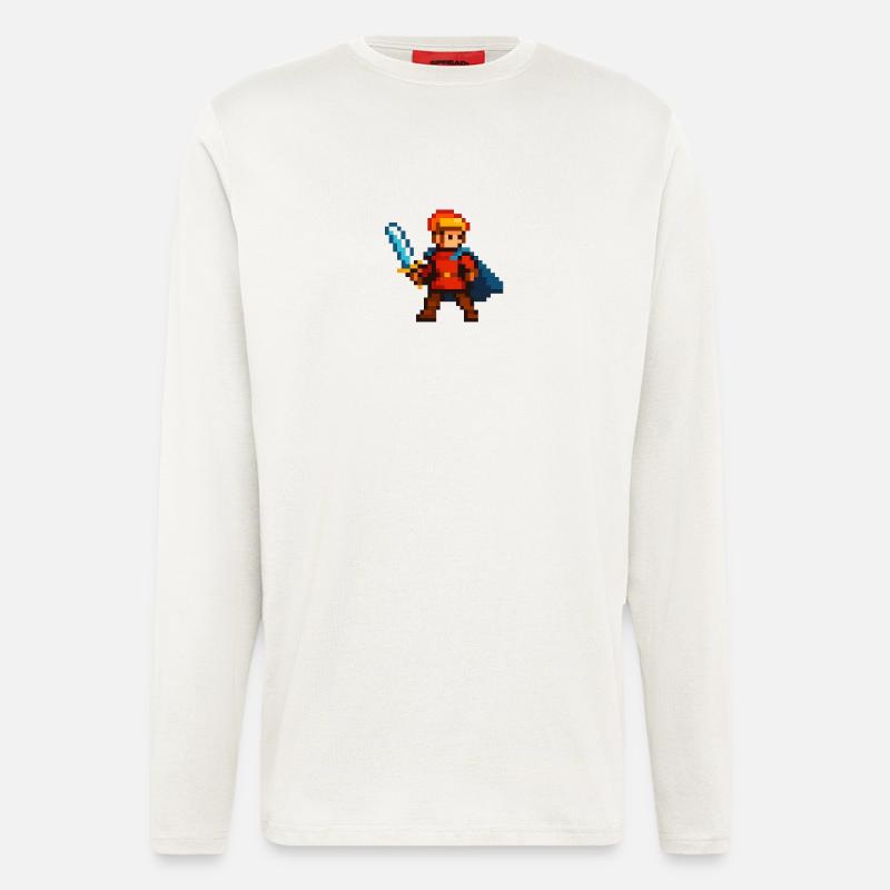 Pixelritter mit Schwert und Cape - Langarmshirt - made by SPREAD  - OFF WHITE