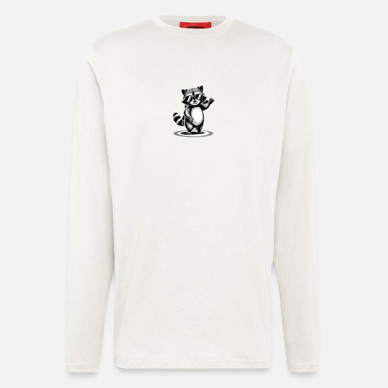 Waschbär mit Sonnenbrille - Langarmshirt - made by SPREAD - OFF WHITE