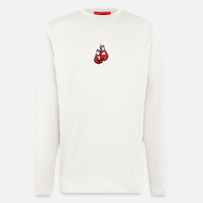 Rote Boxhandschuhe – Kraftvolle Silhouette - Langarmshirt - made by SPREAD  - OFF WHITE