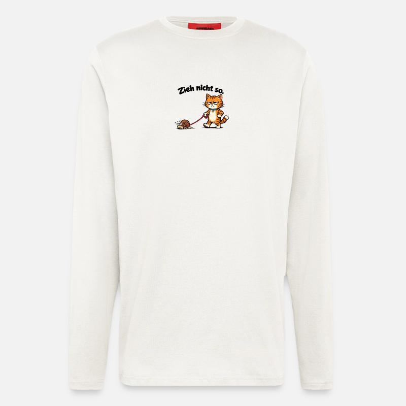 Cat frustration when pulling snails - Longsleeve - made by SPREAD  - OFF WHITE