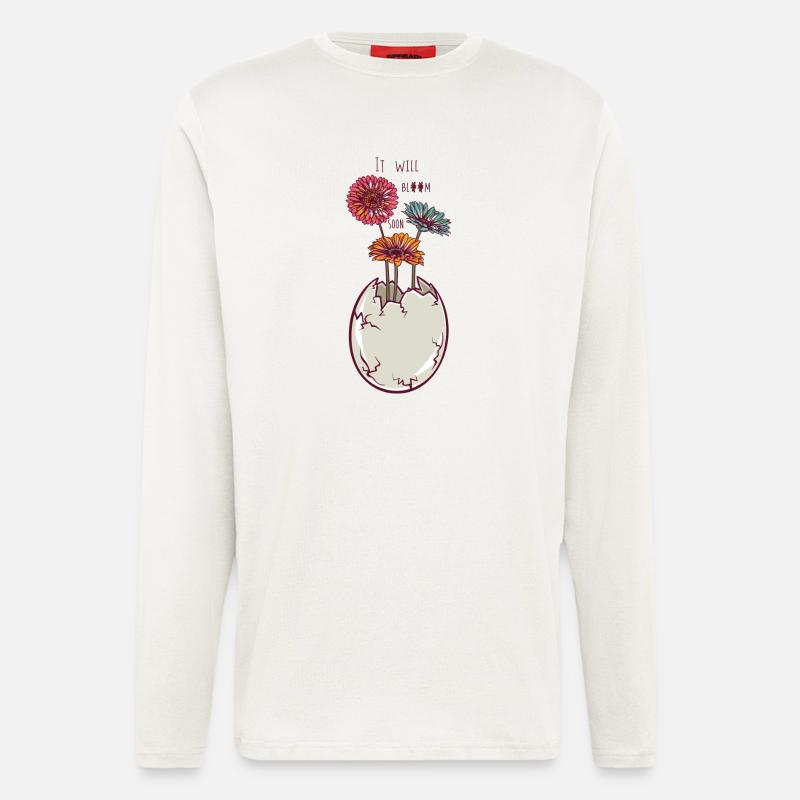 Blooming egg - eggshell - flowers - Longsleeve - made by SPREAD  - OFF WHITE