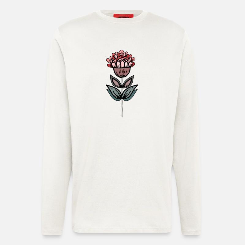 Handgezeichnete Blütenoase - Langarmshirt - made by SPREAD  - OFF WHITE
