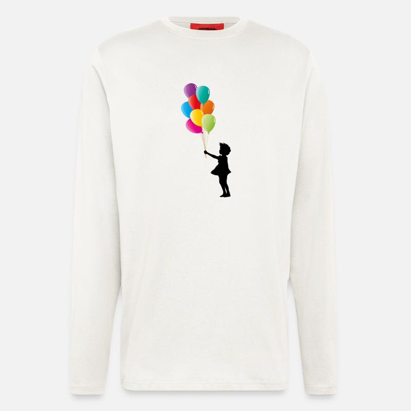 Mädchen mit bunten Luftballons - Langarmshirt - made by SPREAD  - OFF WHITE