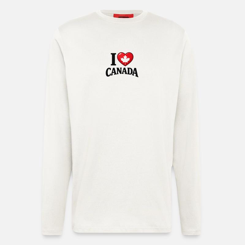 I Love Canada – Ahornblatt-Botschaft - Langarmshirt - made by SPREAD - OFF WHITE