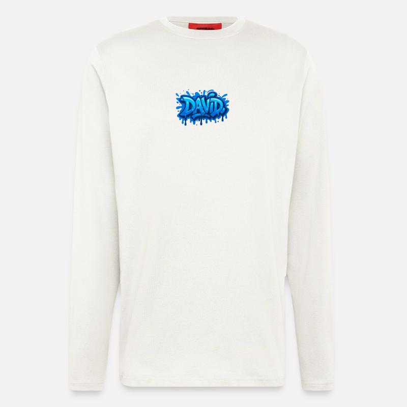 Graffiti DAVID Name Gift Ideal druckbar - Langarmshirt - made by SPREAD  - OFF WHITE