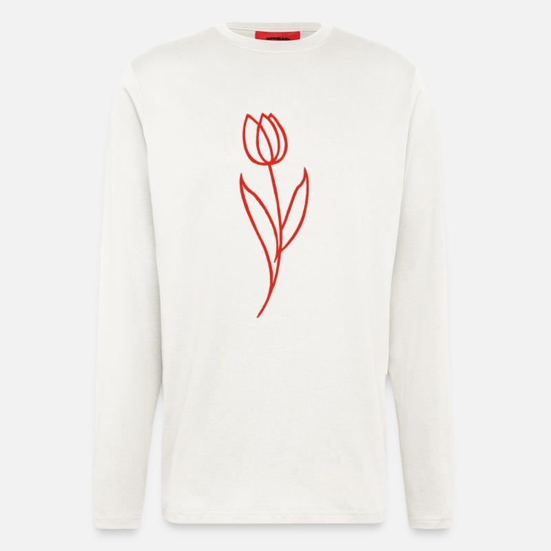 Skizze einer roten Blume - Langarmshirt - made by SPREAD  - OFF WHITE