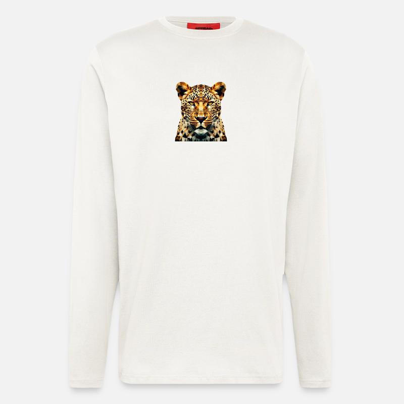 Ein Leopard im Polygon-Stil - Langarmshirt - made by SPREAD  - OFF WHITE