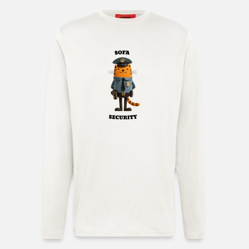 Sofa Security - witzige Katzen Illustration - Langarmshirt - made by SPREAD - OFF WHITE