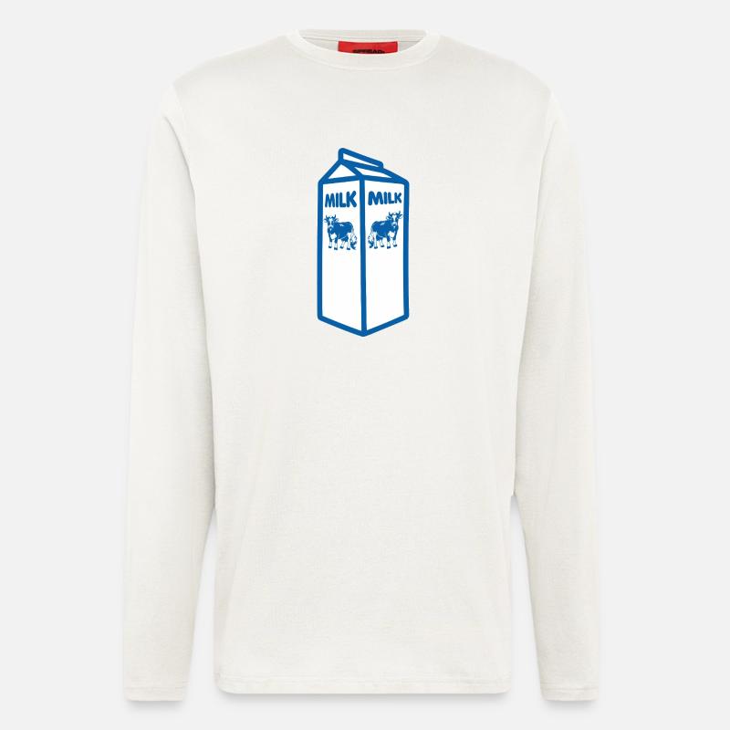Blauer Milchkarton und Kuh-Design - Langarmshirt - made by SPREAD  - OFF WHITE