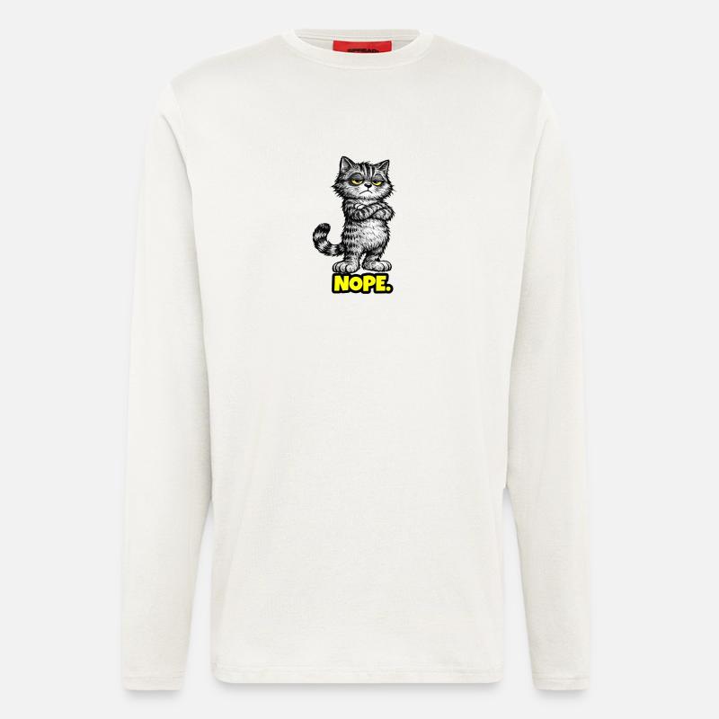 Nope. – Grumpy Katze (Chef Vibes) - Manches longues bio décontracté fabriqué en UE - OFF WHITE