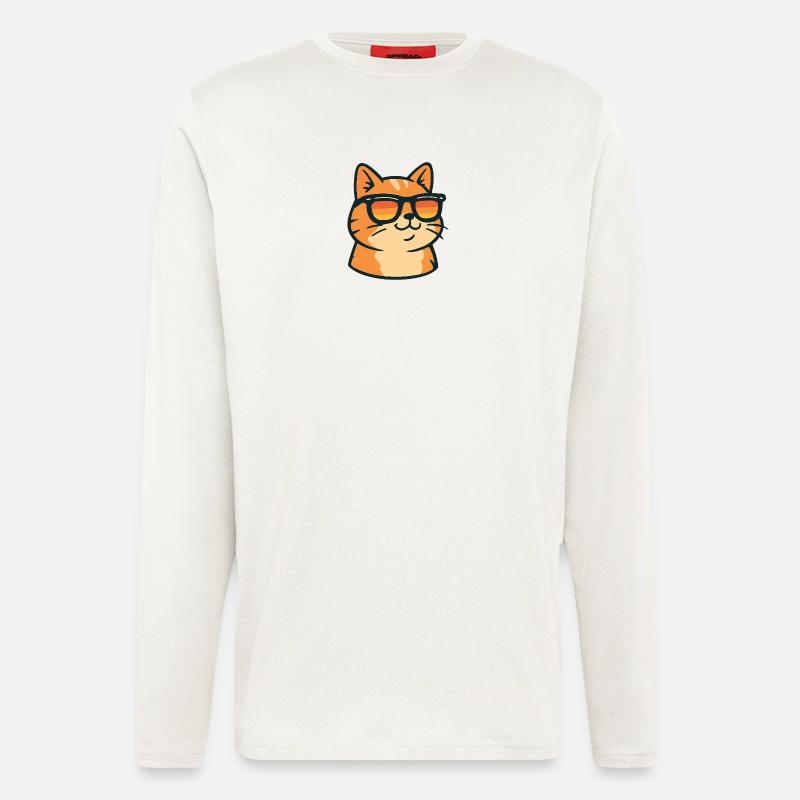 Katze mit Retro-Sonnenbrille - Langarmshirt - made by SPREAD  - OFF WHITE