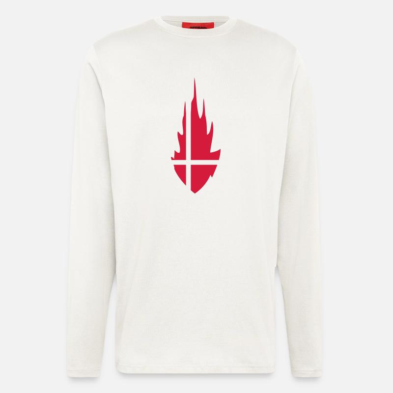Denmark Danmark Fire Flame Design - Manches longues bio décontracté fabriqué en UE - OFF WHITE