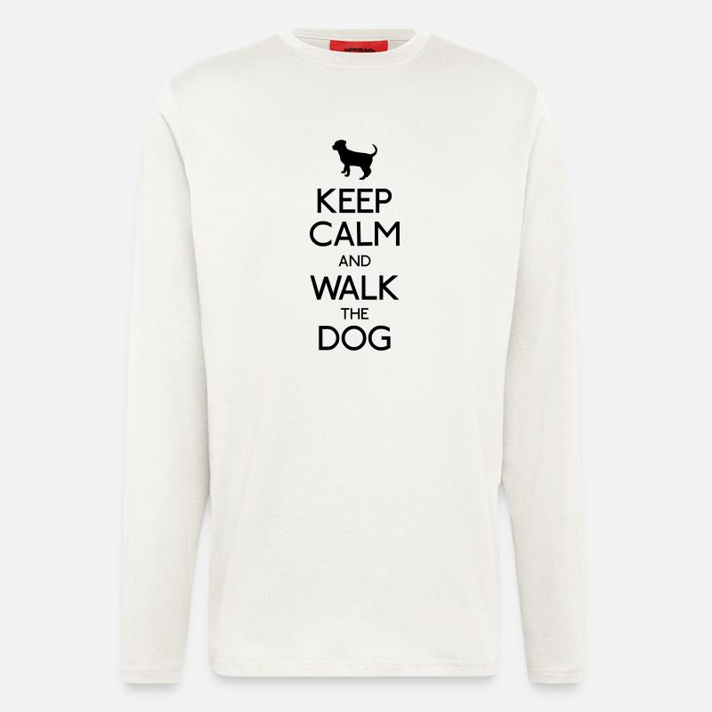 keep calm walk the dog - Manches longues bio décontracté fabriqué en UE - OFF WHITE