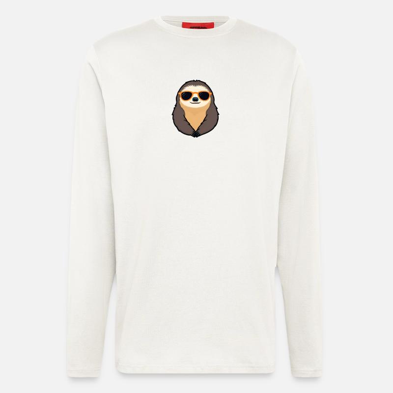 Sloth mit Sonnenbrille Retro Vibe - Langarmshirt - made by SPREAD  - OFF WHITE