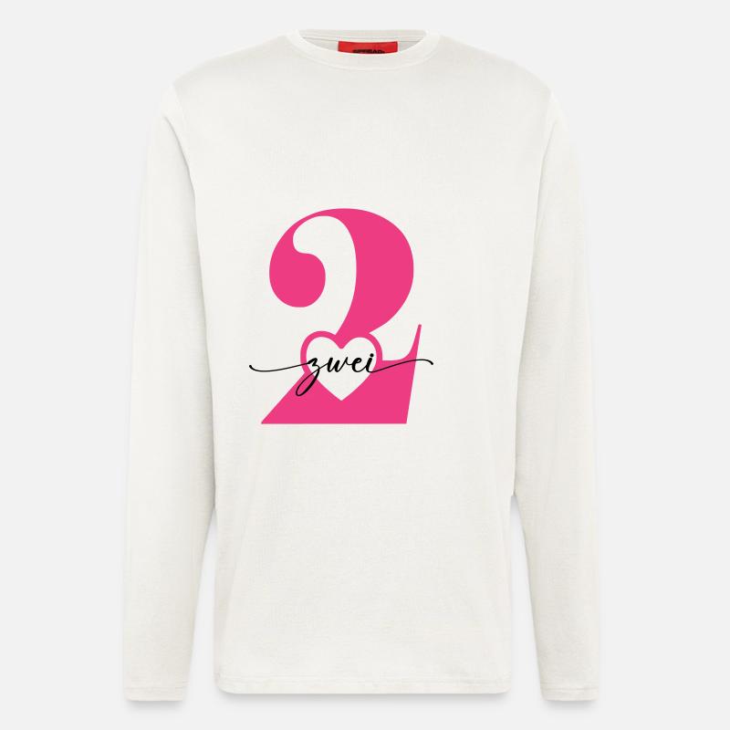 Ziffer Zwei 2 mit Herz - Langarmshirt - made by SPREAD  - OFF WHITE