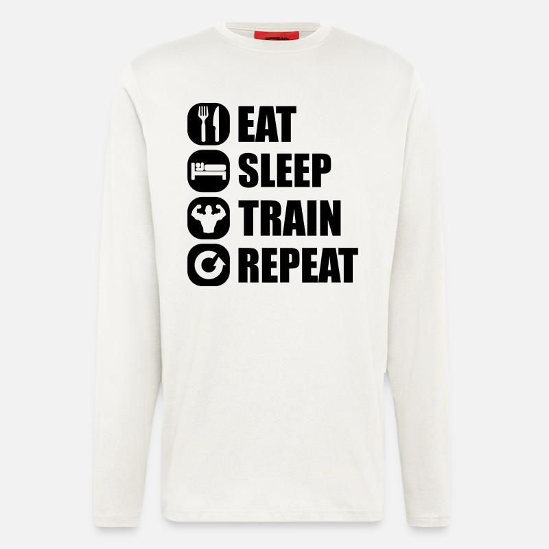 eat_sleep_train_repeat_8_1f - Langarmshirt - made by SPREAD  - OFF WHITE