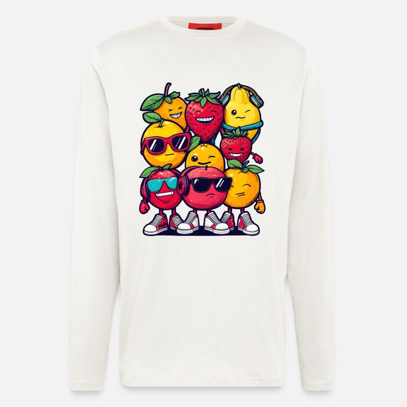 Fruit Squad – 🍓 🍊 🍉 Cartoon - Langarmshirt - made by SPREAD  - OFF WHITE