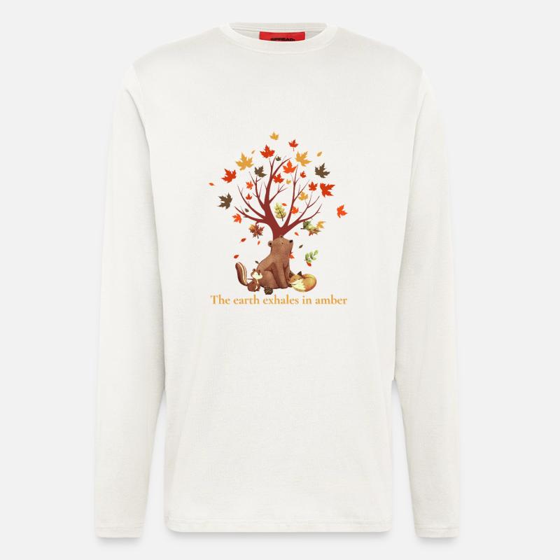Waldtiere mit Herbstbaum und Spruch - Langarmshirt - made by SPREAD  - OFF WHITE