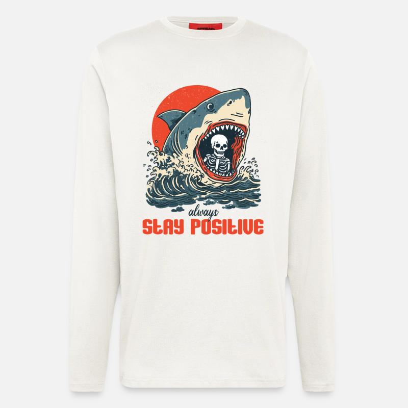 Bleib positiv egal was passiert - Langarmshirt - made by SPREAD  - OFF WHITE