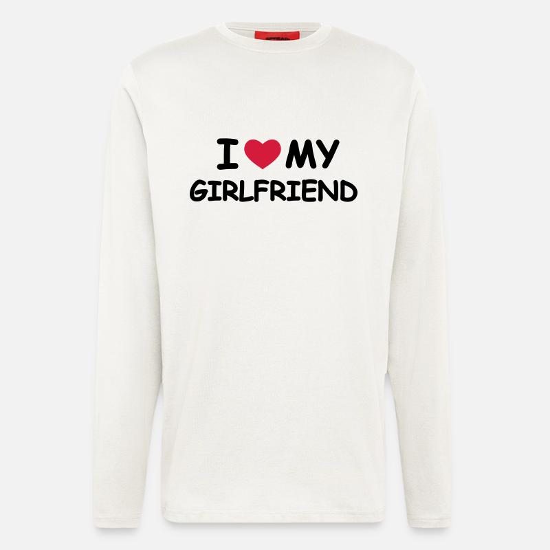 I Love My Girlfriend - Manches longues bio décontracté fabriqué en UE - OFF WHITE