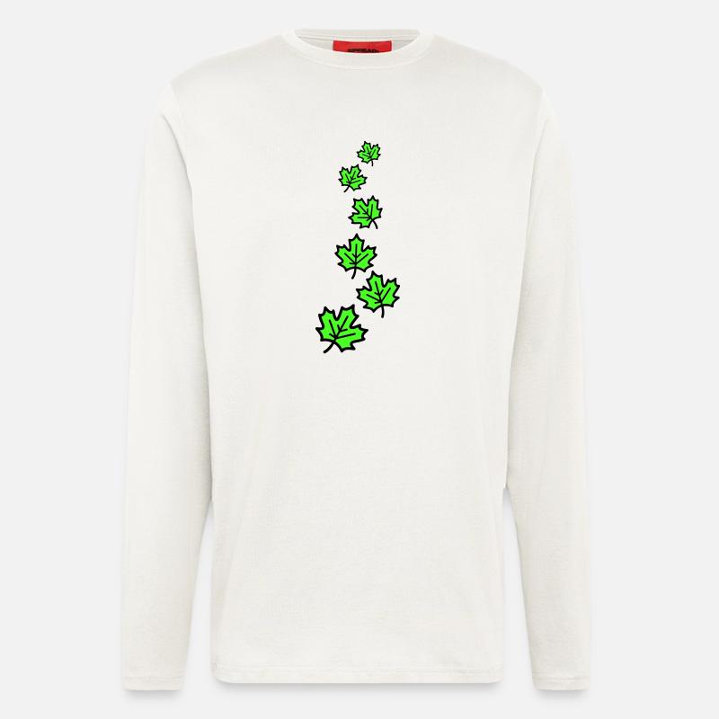 Feuille d’érable Feuilles d’automne - Manches longues bio décontracté fabriqué en UE - OFF WHITE