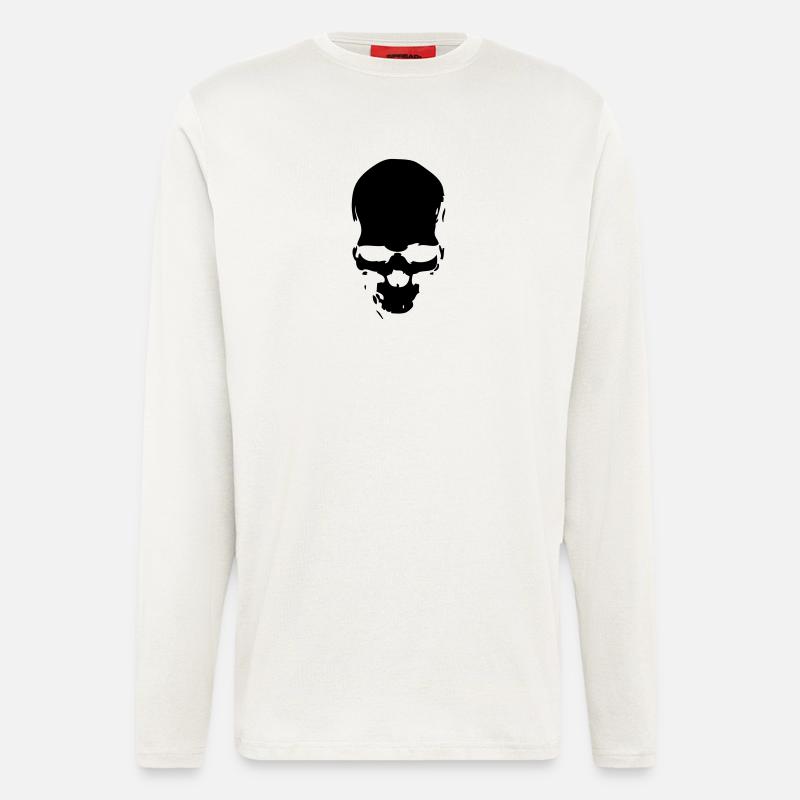 tete mort skull pirate2 - Manches longues bio décontracté fabriqué en UE - OFF WHITE