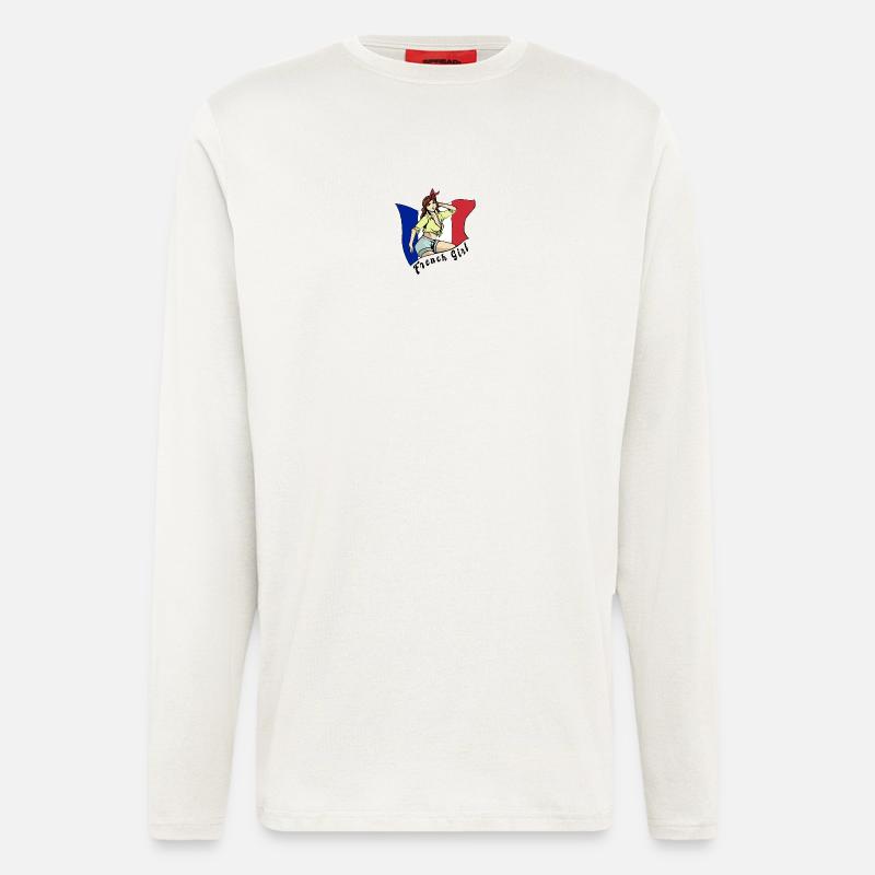 Frankreich Mädchen Flaggen Design - Langarmshirt - made by SPREAD - OFF WHITE