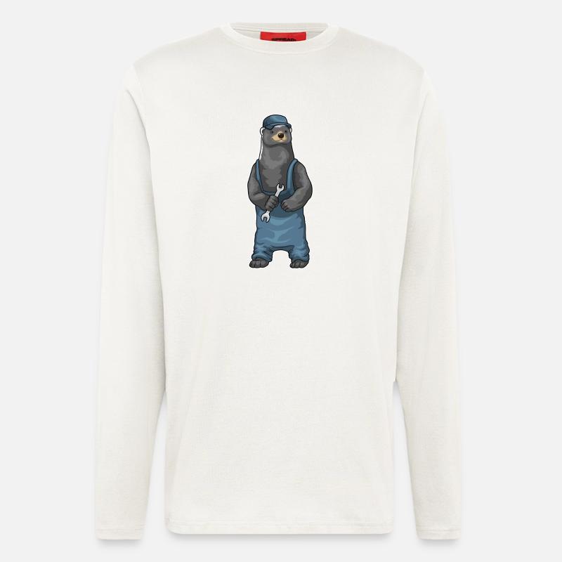 Dachs Handwerker Schraubenschlüssel - Langarmshirt - made by SPREAD  - OFF WHITE