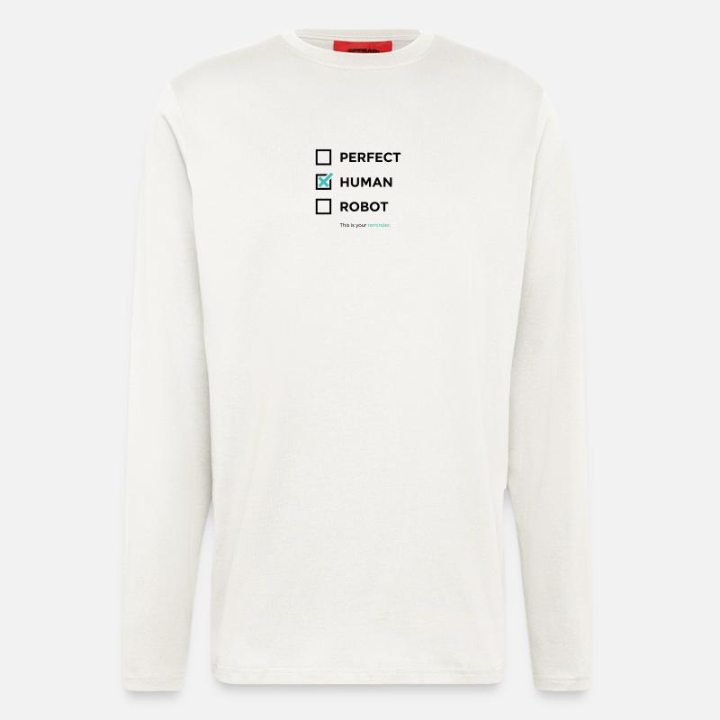 Perfect Human Robot – Minimal Checkbox Statement - Langarmshirt - made by SPREAD  - OFF WHITE