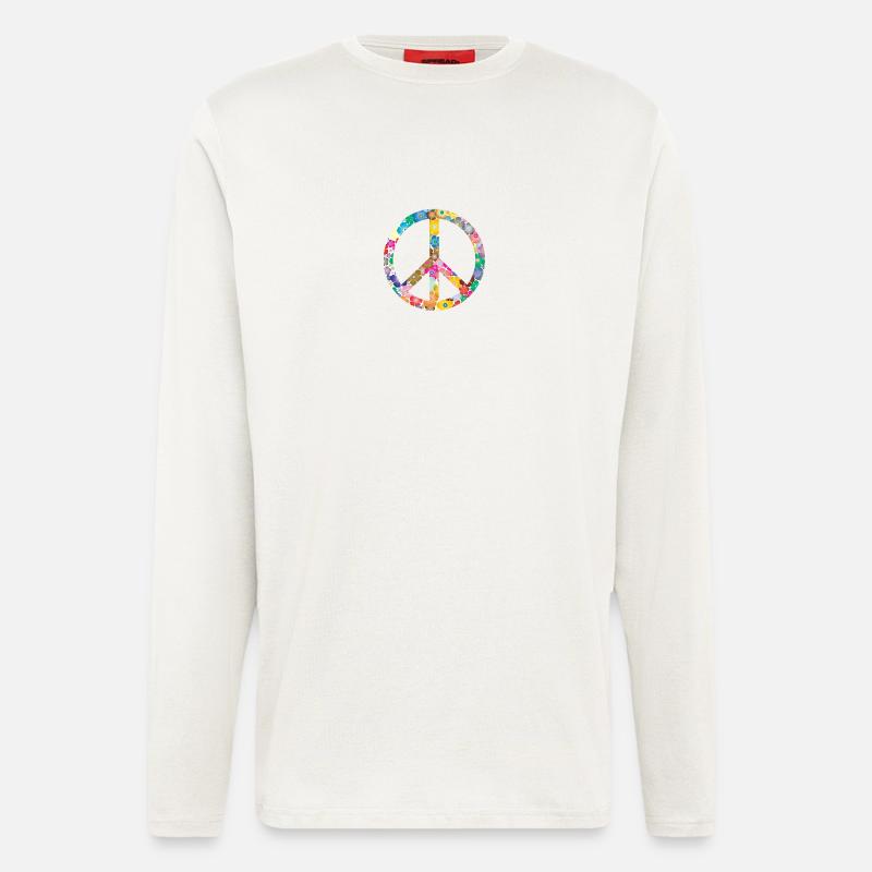 Peace Flower Idee Geschenk - Langarmshirt - made by SPREAD - OFF WHITE